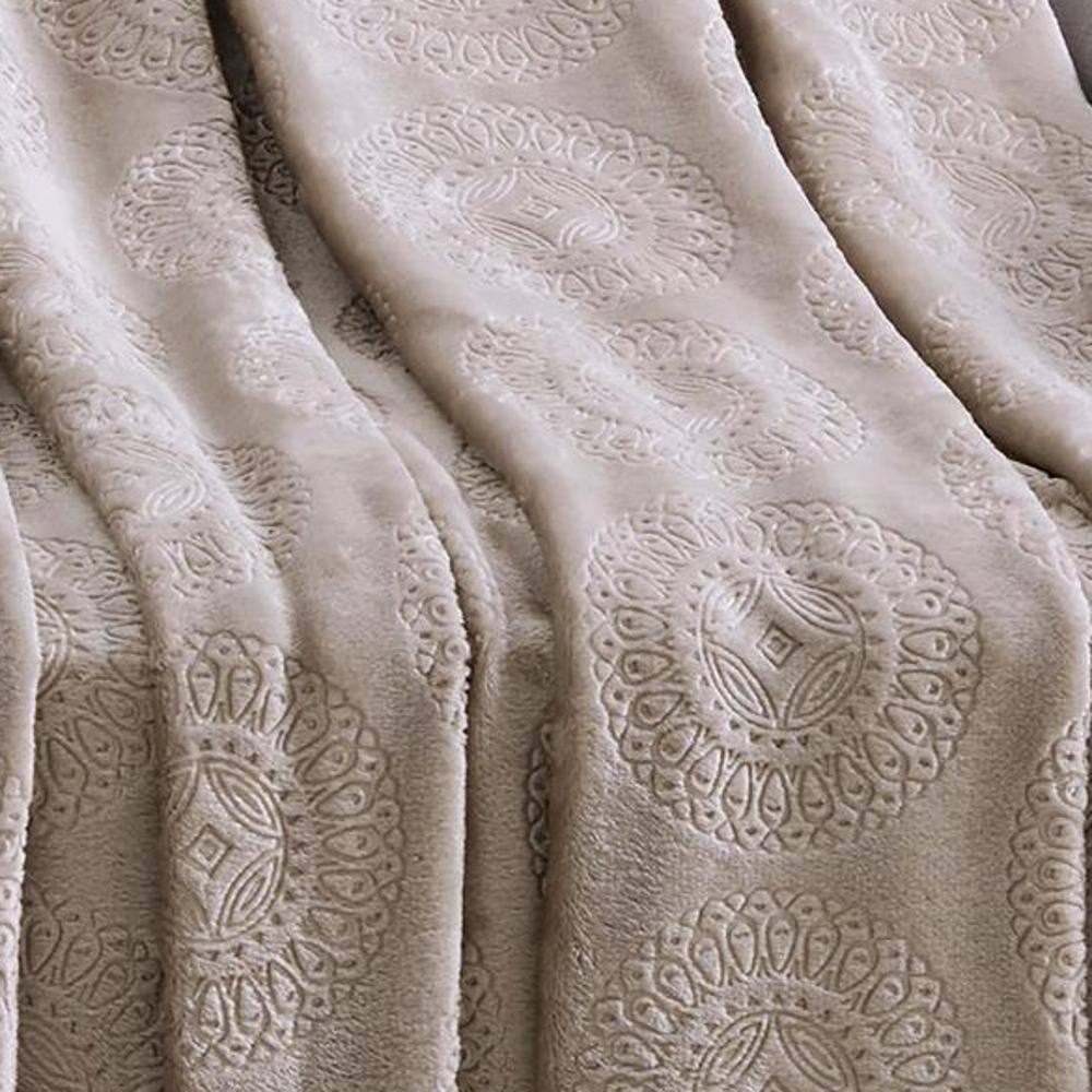 Alt View 3. Noble House - Ceasar Soft Plush Contemporary Embossed Collection All Season Throw 50"x60", Taupe - Taupe.