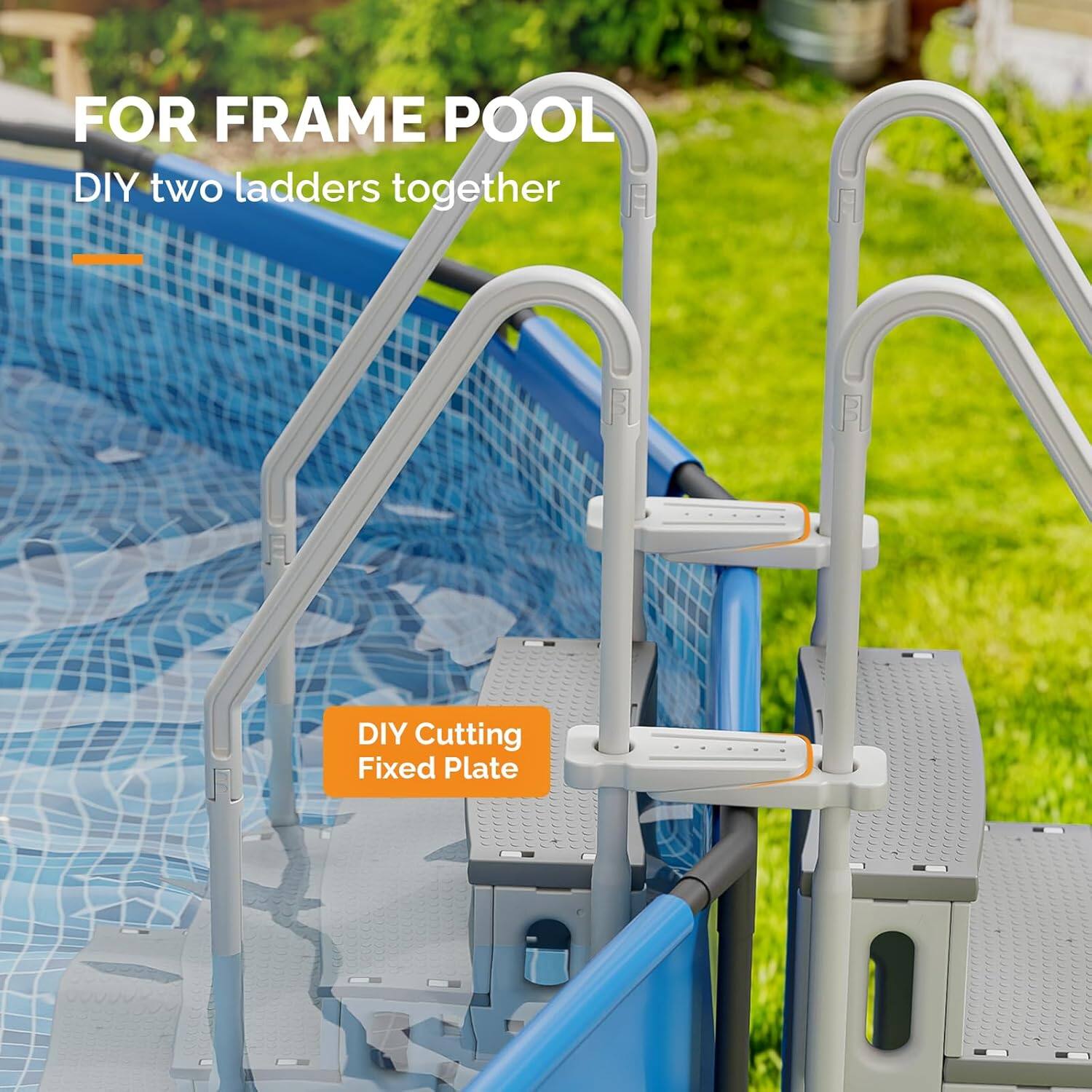 FOR FRAME POOL  
DIY two ladders together  

DIY Cutting Fixed Plate