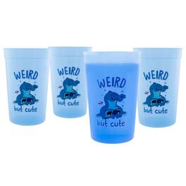 Silver Buffalo - Disney Lilo & Stitch 4-Piece Color-Change Plastic Cup Set | Each Holds 15 Ounces - Blue