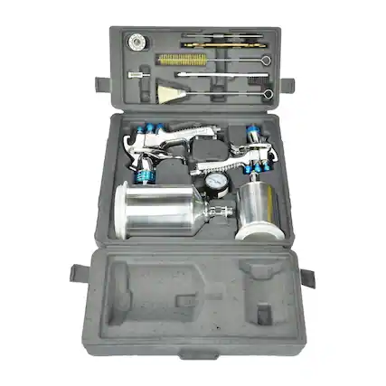 Front. Devilbiss - DeVilbiss StartingLine HVLP Gravity Spray Gun Kit, 600 Cubic Centimeters Tank - Silver.