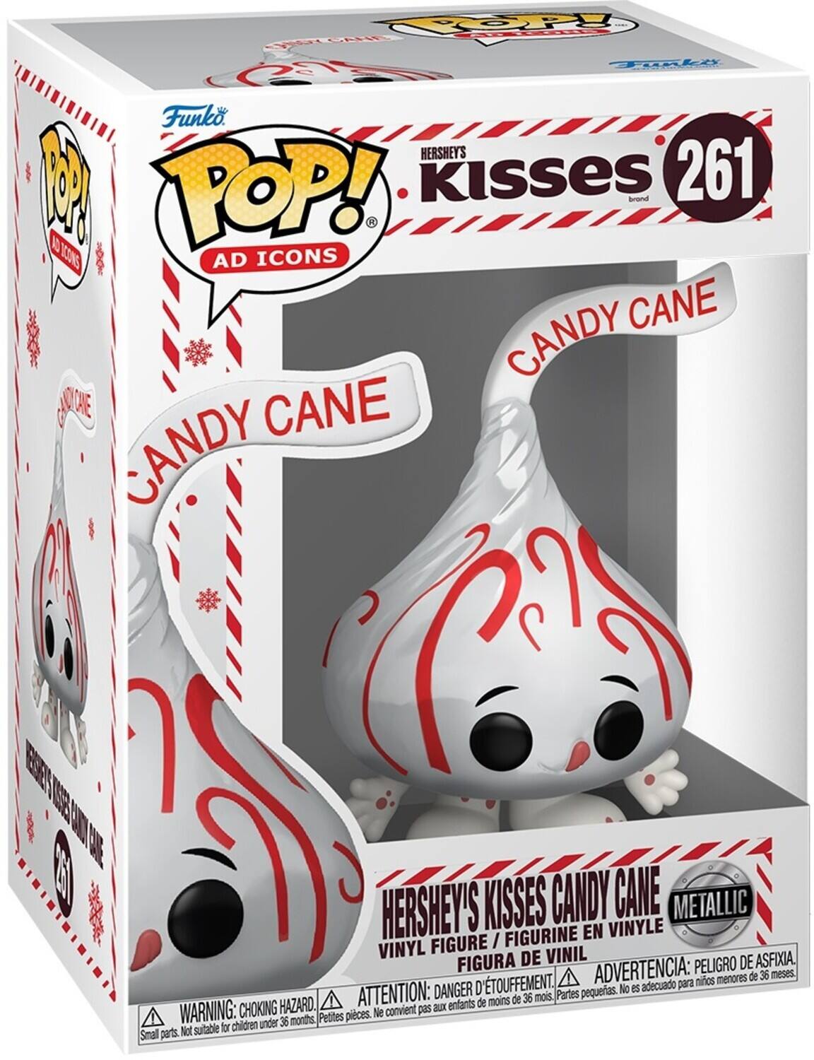 Funko POP! AD ICONS  
HERSHEY'S KISSES brand 261  
CANDY CANE  

HERSHEY'S KISSES CANDY CANE  
METALLIC  
VINYL FIGURE / FIGURINE EN VINYLE / FIGURA DE VINIL  

WARNING: CHOKING HAZARD. Small parts. Not suitable for children under 36 months.  
ATTENTION: DANGER D'ÉTOUFFEMENT. Petites pièces. Ne convient pas aux enfants de moins de 36 mois.  
ADVERTENCIA: PELIGRO DE ASFIXIA. Partes pequeñas. No es adecuado para niños menores de 36 meses.
