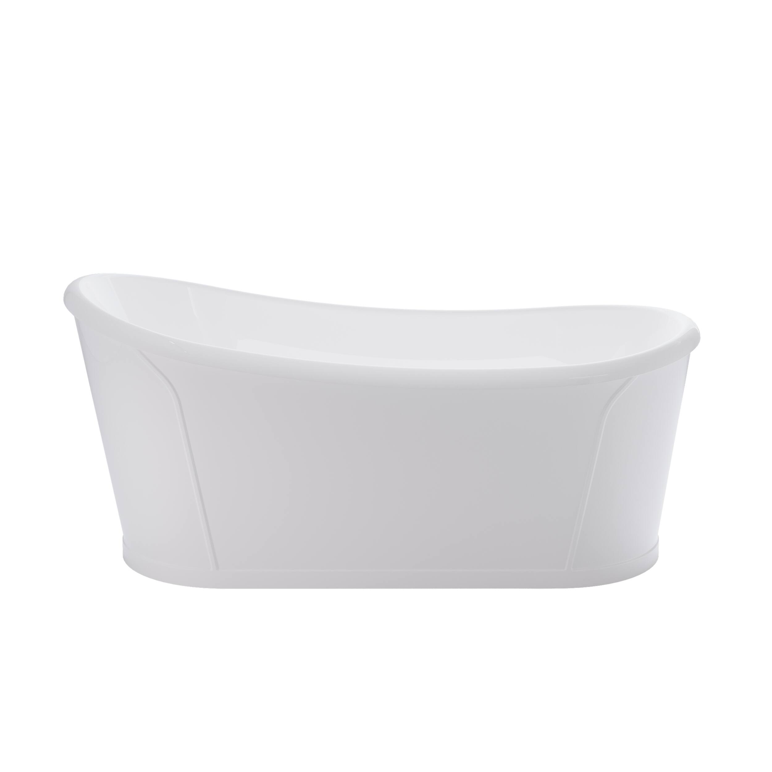 Alt View 9. WELLFOR - Luxor 66 in. x 30 in. Acrylic Oval Freestanding Soaking Bathtub with Drain and Overflow - White.