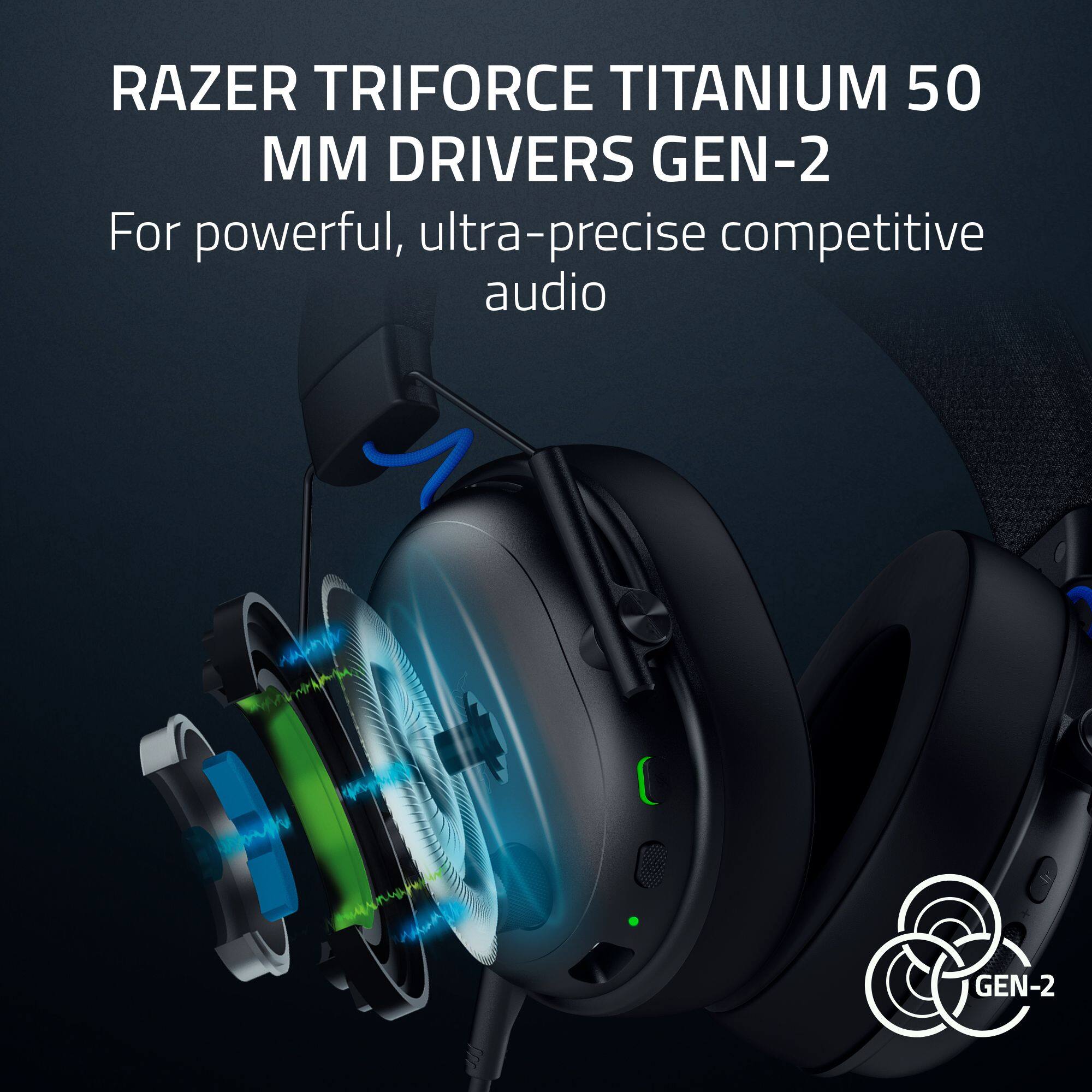 RAZER TRIFORCE TITANIUM 50 MM DRIVERS GEN-2 For powerful, ultra-precise competitive audio Coa GEN-2
