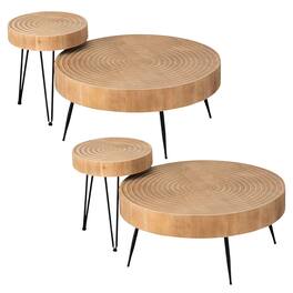 COZAYH - 2 Piece Round Coffee Tables, Wooden Living Room Furniture, Ring, Set of 2 - Wood