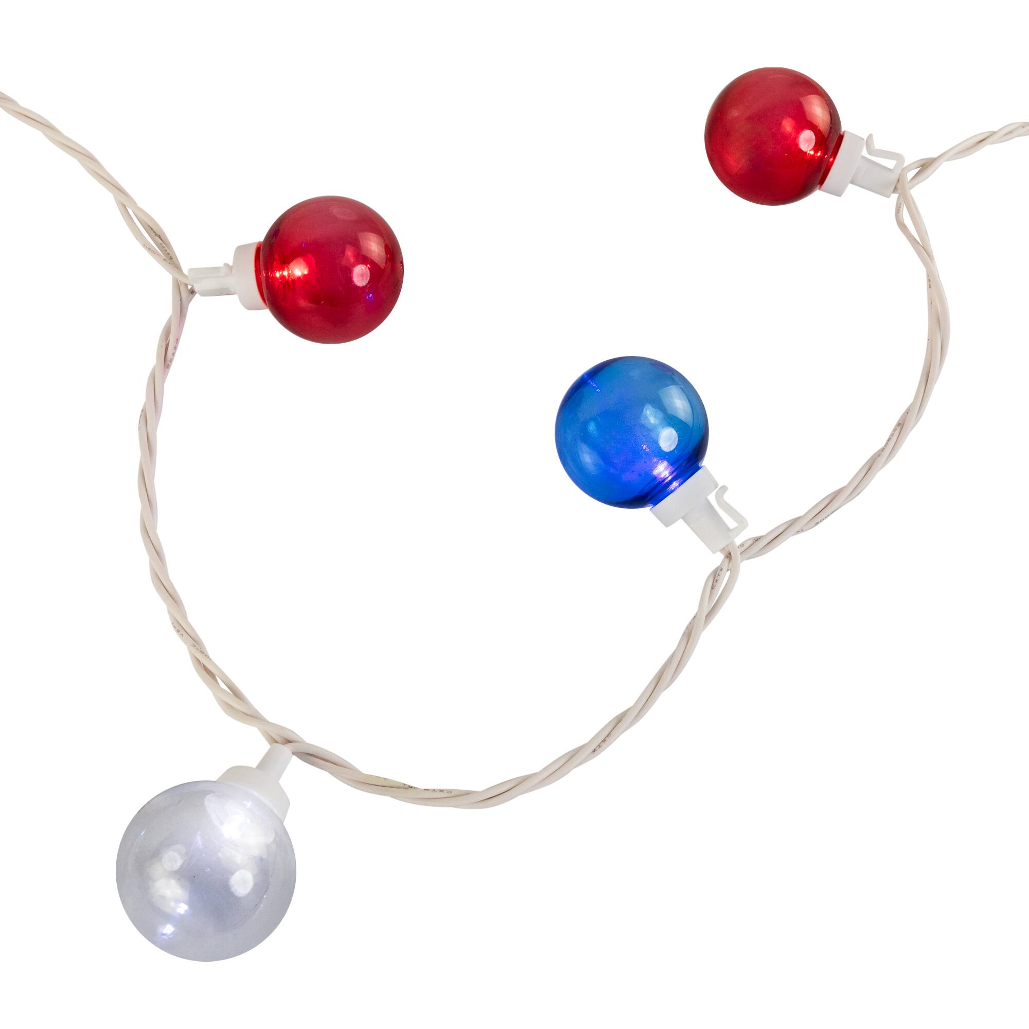 Alt View 4. Northlight - Patriotic LED G40 Christmas Lights - Red, White and Blue - 11' White Wire - 25ct - Blue.