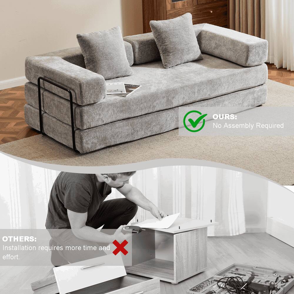 OURS: No Assembly Required  
OTHERS: Installation requires more time and effort.