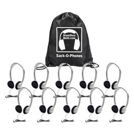 HamiltonBuhl - Sack-O-Phones, 10 HA2 Personal Headphones, Foam Ear Cushions in a Carry Bag