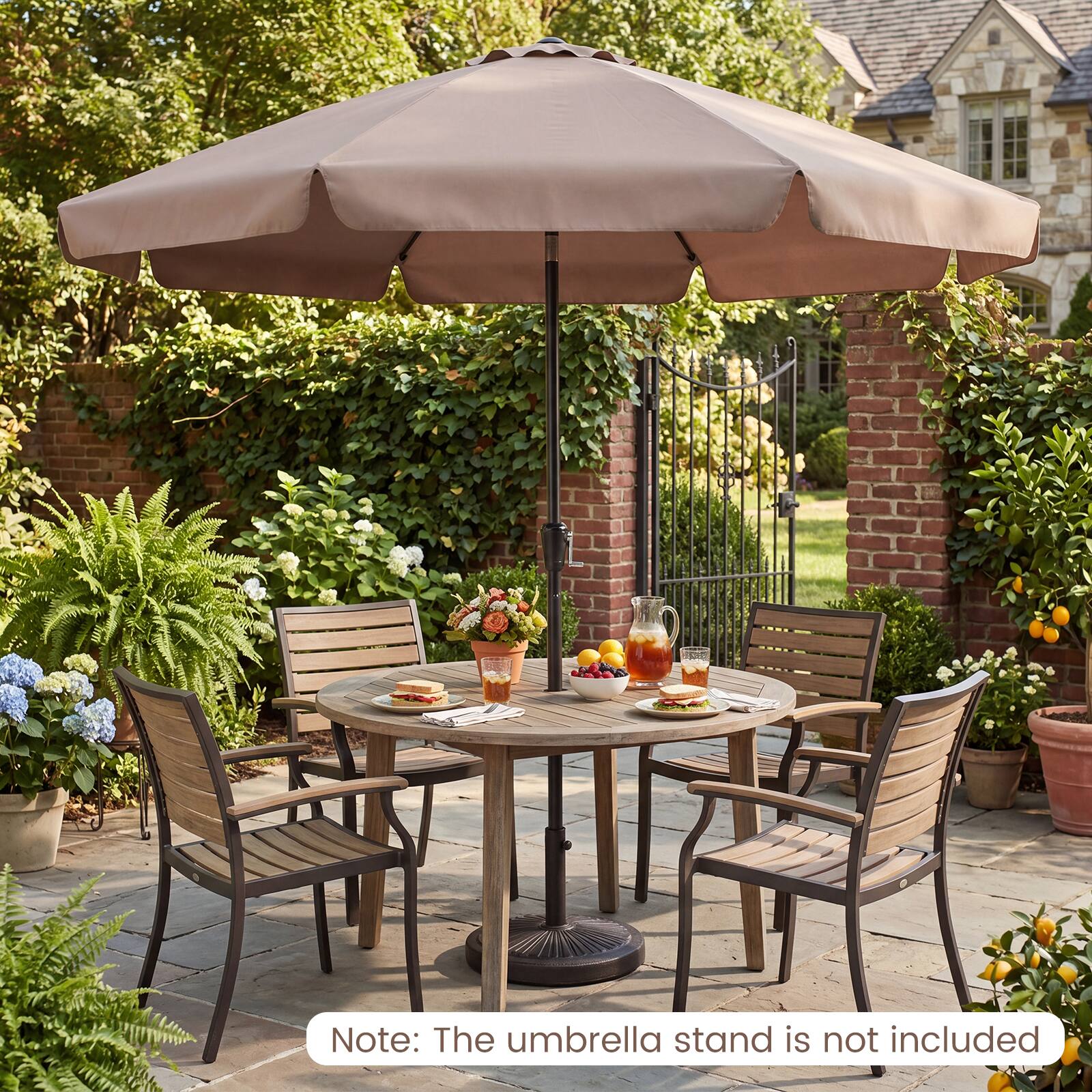 Note: The umbrella stand is not included