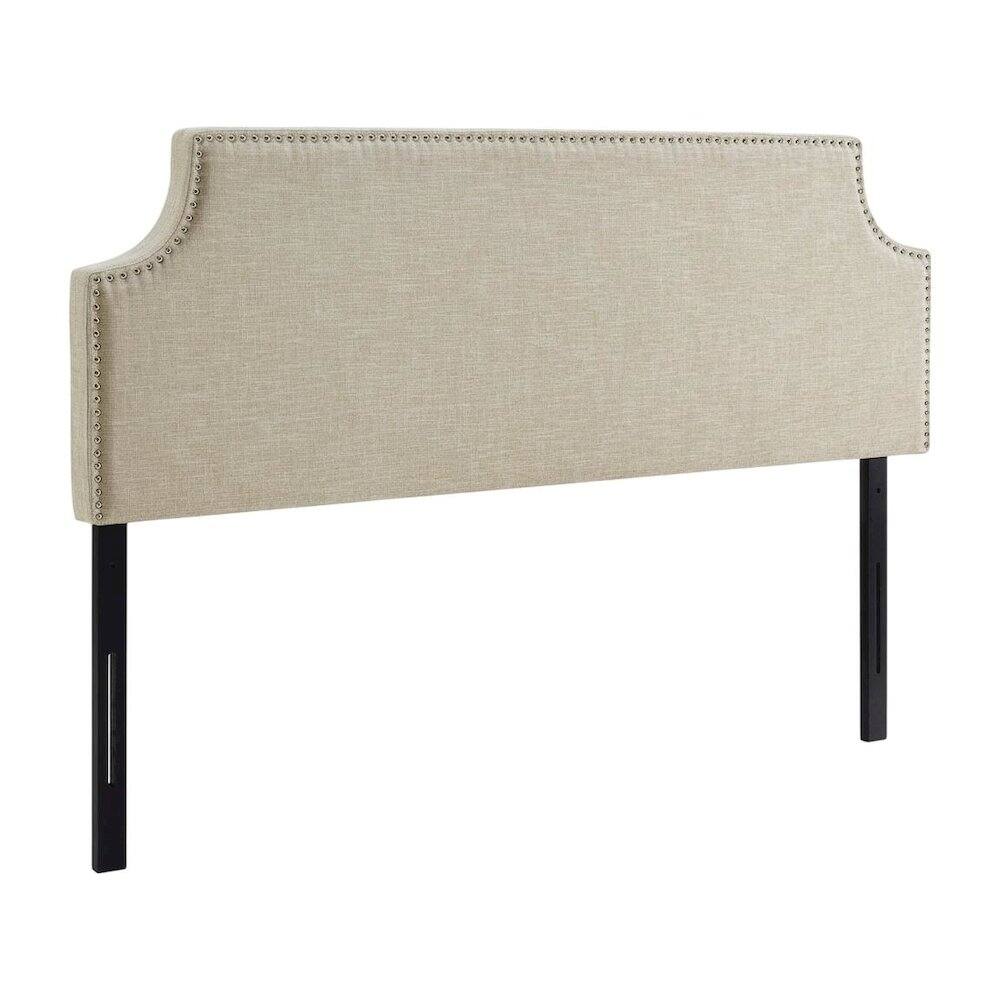 FurniFact - Upholstered Fabric Queen Headboard with Padded Design and Sturdy Frame - Beige