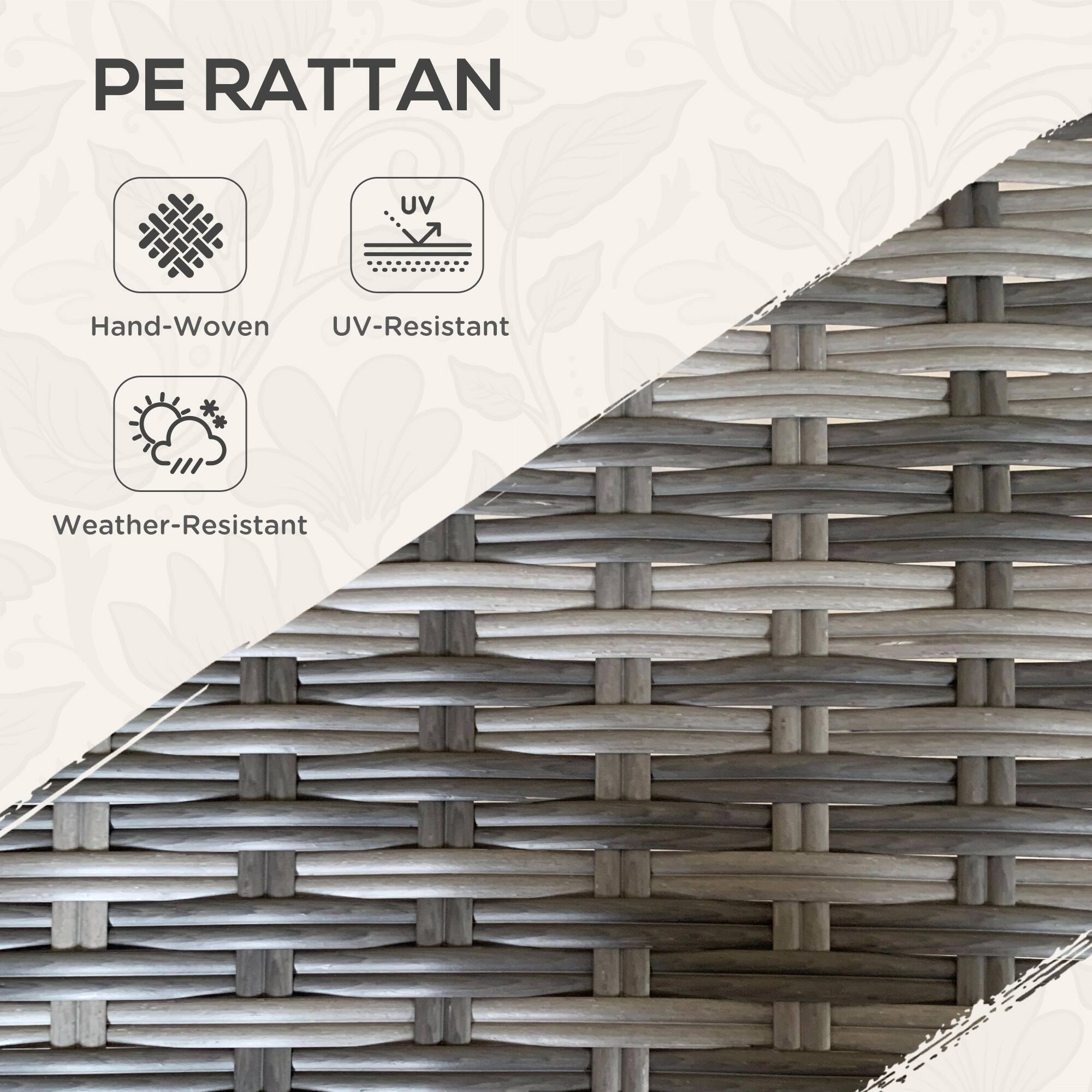 PE RATTAN
Hand-Woven
UV-Resistant
Weather-Resistant