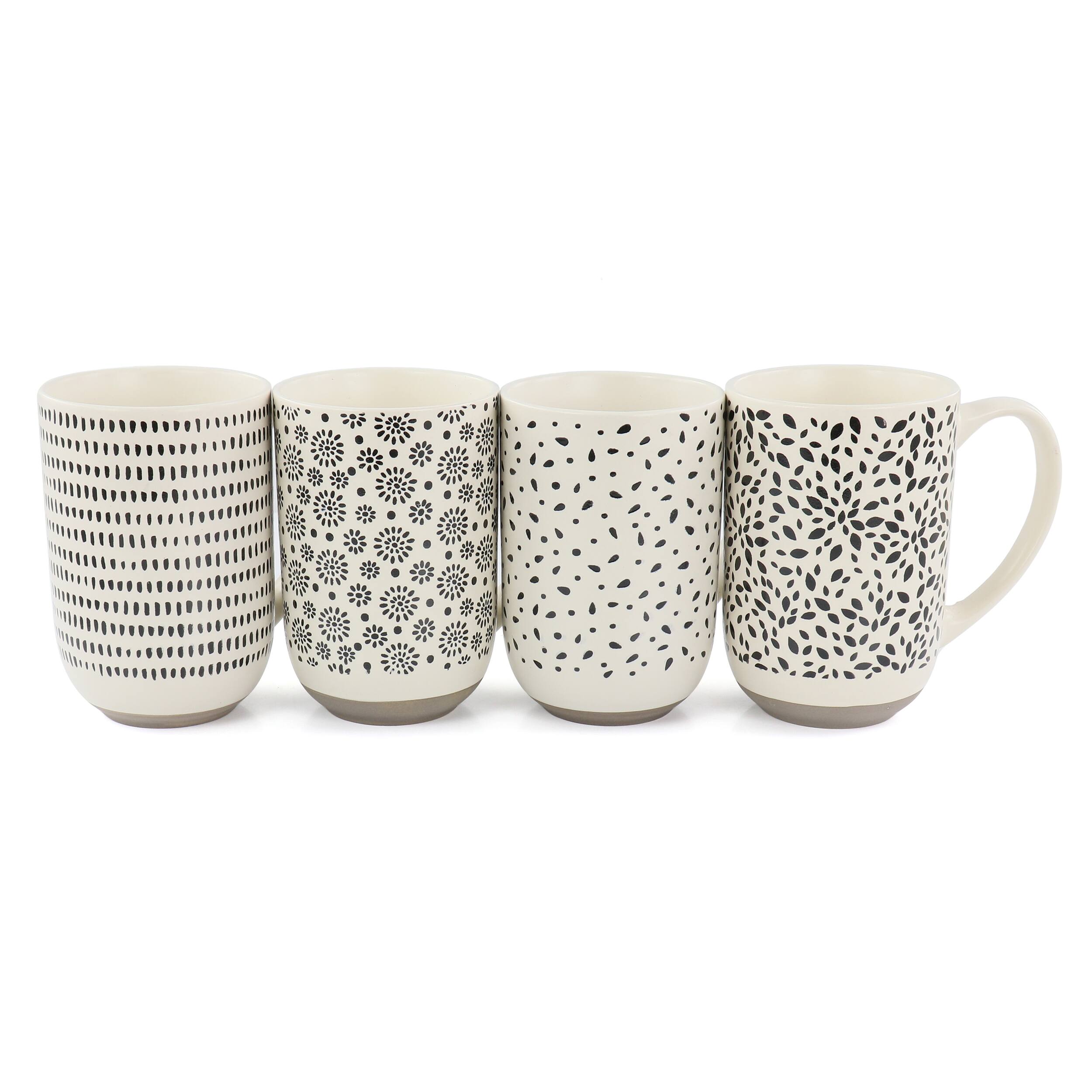 Alt View 1. Mr. Coffee - Mr. Coffee Dutton Springs 4 Piece 19 Ounce Stoneware Assorted Designs Mug Set in White - Black.