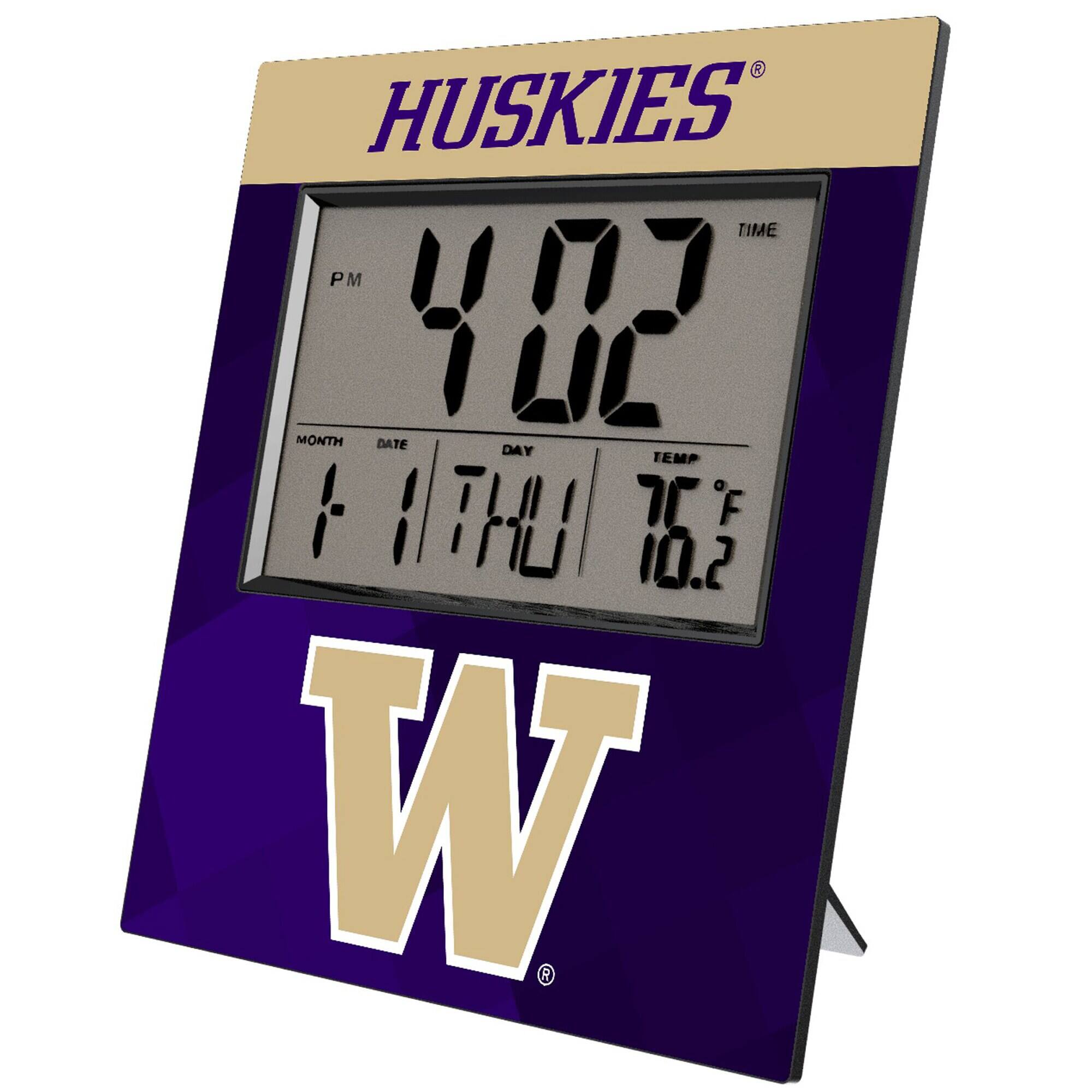 Keyscaper - Washington Huskies Color Block Digital Desk Clock - Multicolor