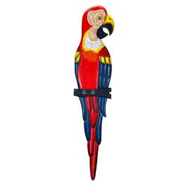 Chesapeake Bay - Wood Parrot Wall Decor 38" Hand-Carved Macaw Sculpture Tropical Bird Art - Red