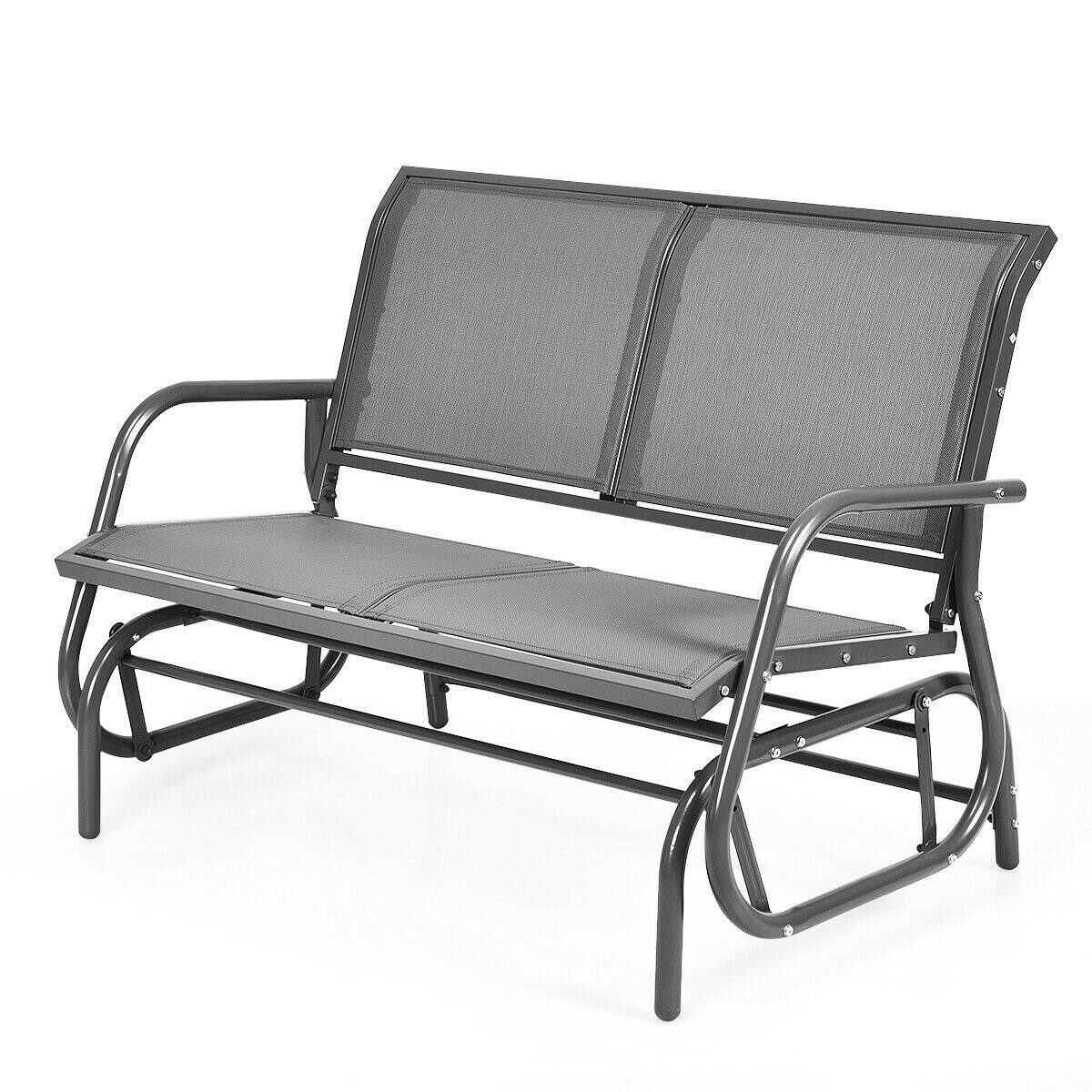 Alt View 5. Gymax - Gymax 48'' Outdoor Patio Swing Glider Bench Chair Loveseat Rocker Lounge Backyard Grey - Grey.
