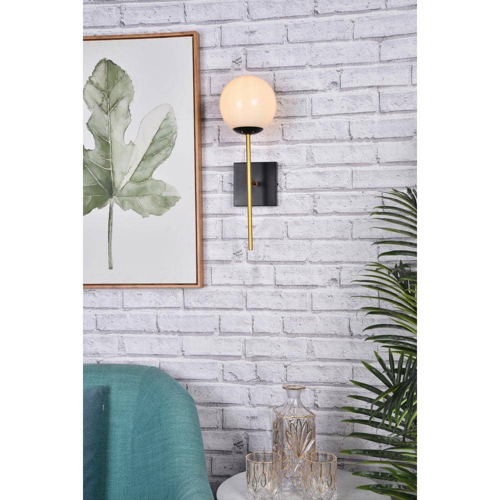 Living District - Neri 1 light glass wall sconce - Black And Brass And White price history on PriceWatchPro