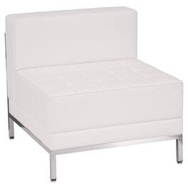 Emma + Oliver - Contemporary LeatherSoftSoft Reception Modular Middle Chair - Melrose White