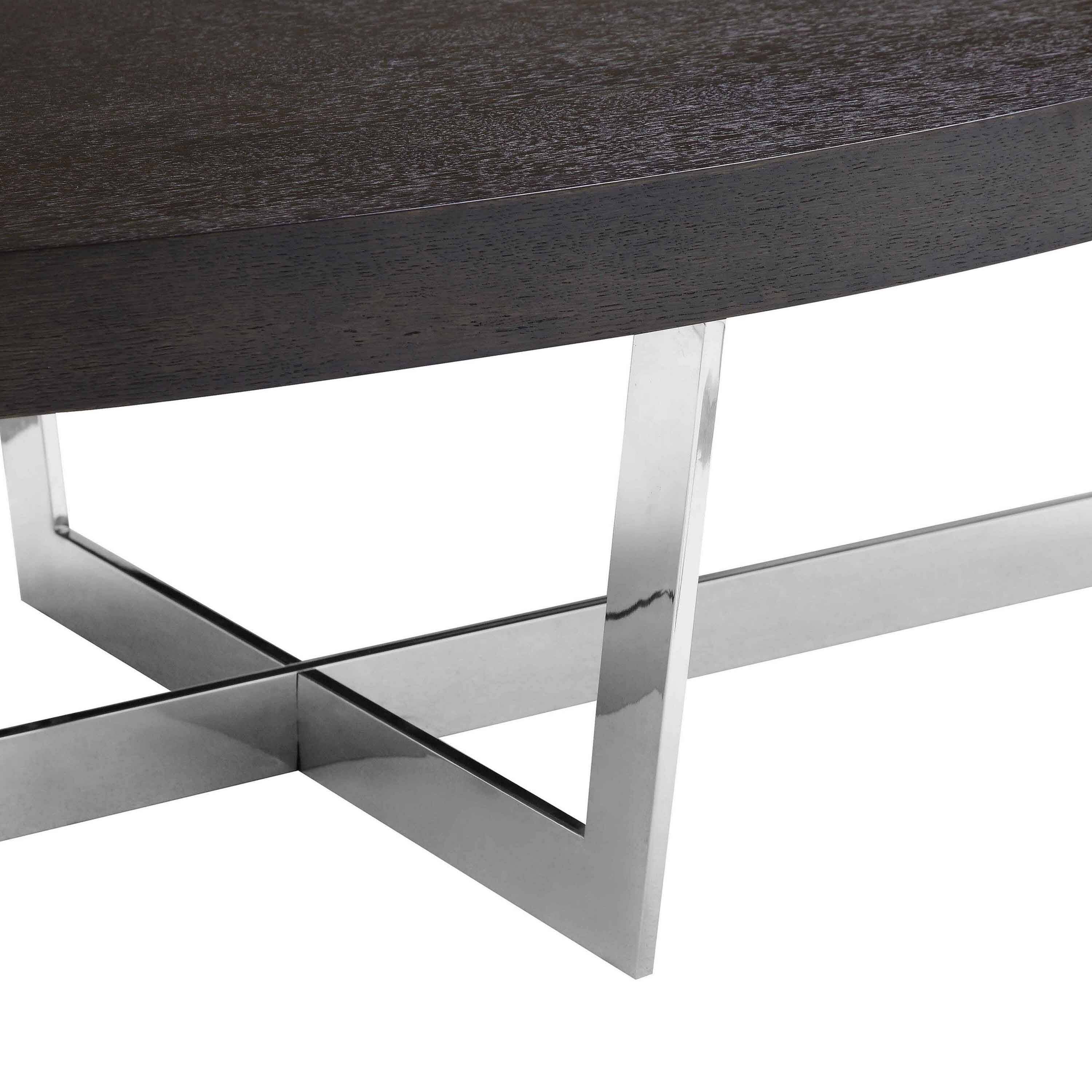 Back. Manhattan Lane - Tini 55 Inch Coffee Table, Oval Top, Chrome Frame - Espresso Brown, Chrome.