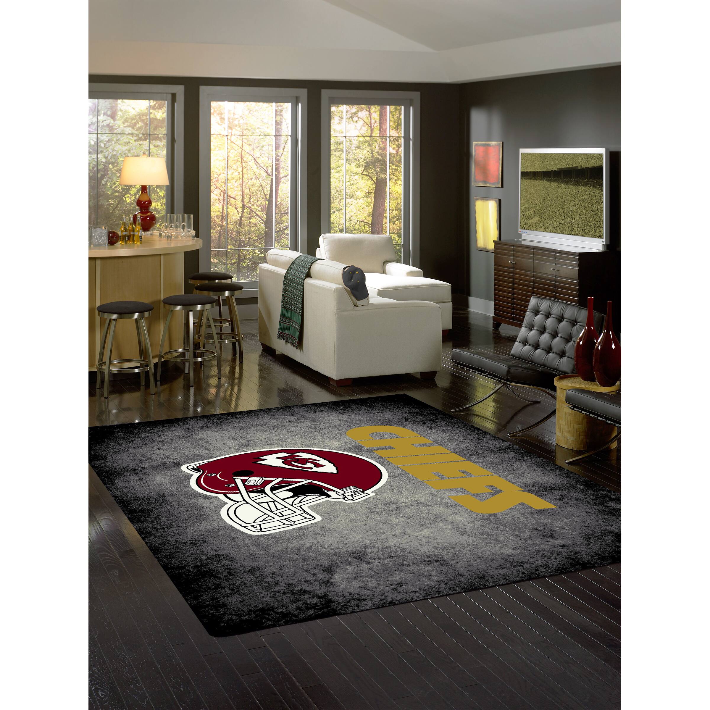Alt View 1. Imperial - Kansas City Chiefs 3'10" x 5'4" Distressed Rug - Black.