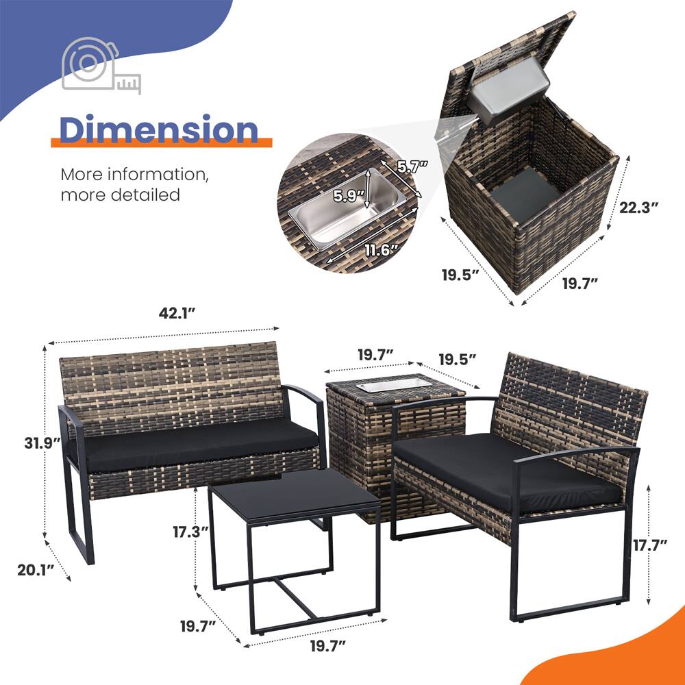 Dimension: 42.1", 31.9", 20.1", 17.3", 19.7", 19.7", 19.7", 19.5", 19.5", 17.7", 11.6", 5.9", 5.7", 22.3"