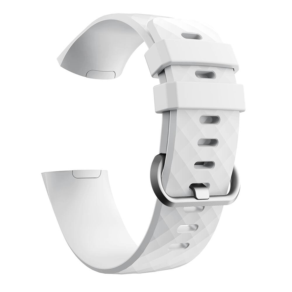 Left. StrapsCo - Active Band Silicone Rubber Watch Strap For Fitbit Charge 3 & Charge 4 (Short-Medium) - White.