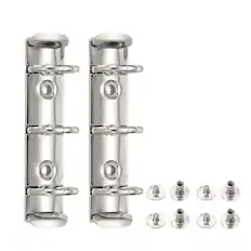 Front. Unique Bargains - A8 3-Hole Ring Binder Mechanisms, 2 Sets Binder Spines Replacement for Office Planners Documents Organization - Silver.