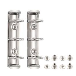 Unique Bargains - A8 3-Hole Ring Binder Mechanisms, 2 Sets Binder Spines Replacement for Office Planners Documents Organization - Silver