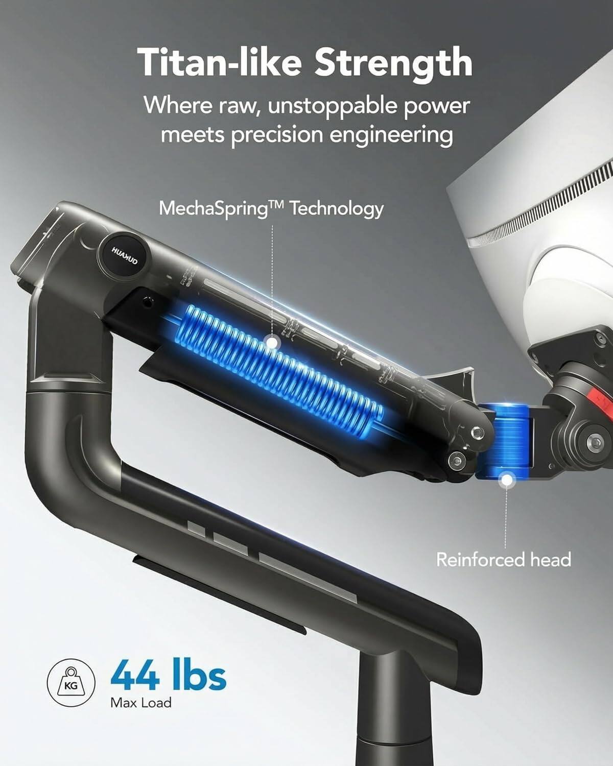 Titan-like Strength  
Where raw, unstoppable power meets precision engineering  

MechaSpring™ Technology  

Reinforced head  

44 lbs  
Max Load