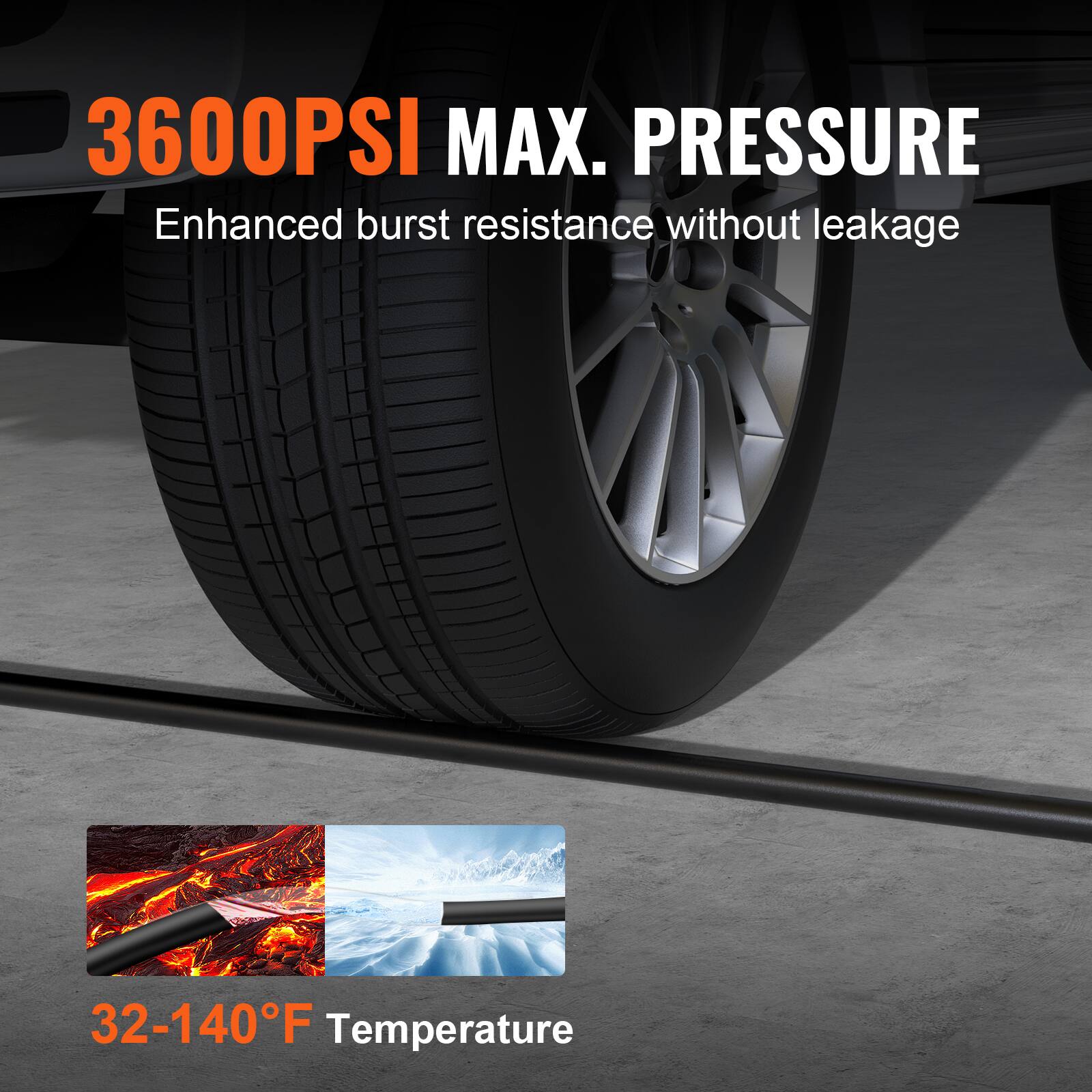 3600PSI MAX. PRESSURE  
Enhanced burst resistance without leakage  

32-140°F Temperature