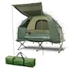 Front. GOPLUS - Goplus Tent Cot, 5-in-1 Folding Camping Cot with Mattress & Pillows, Sleeping Bags, Sunshade - Green.