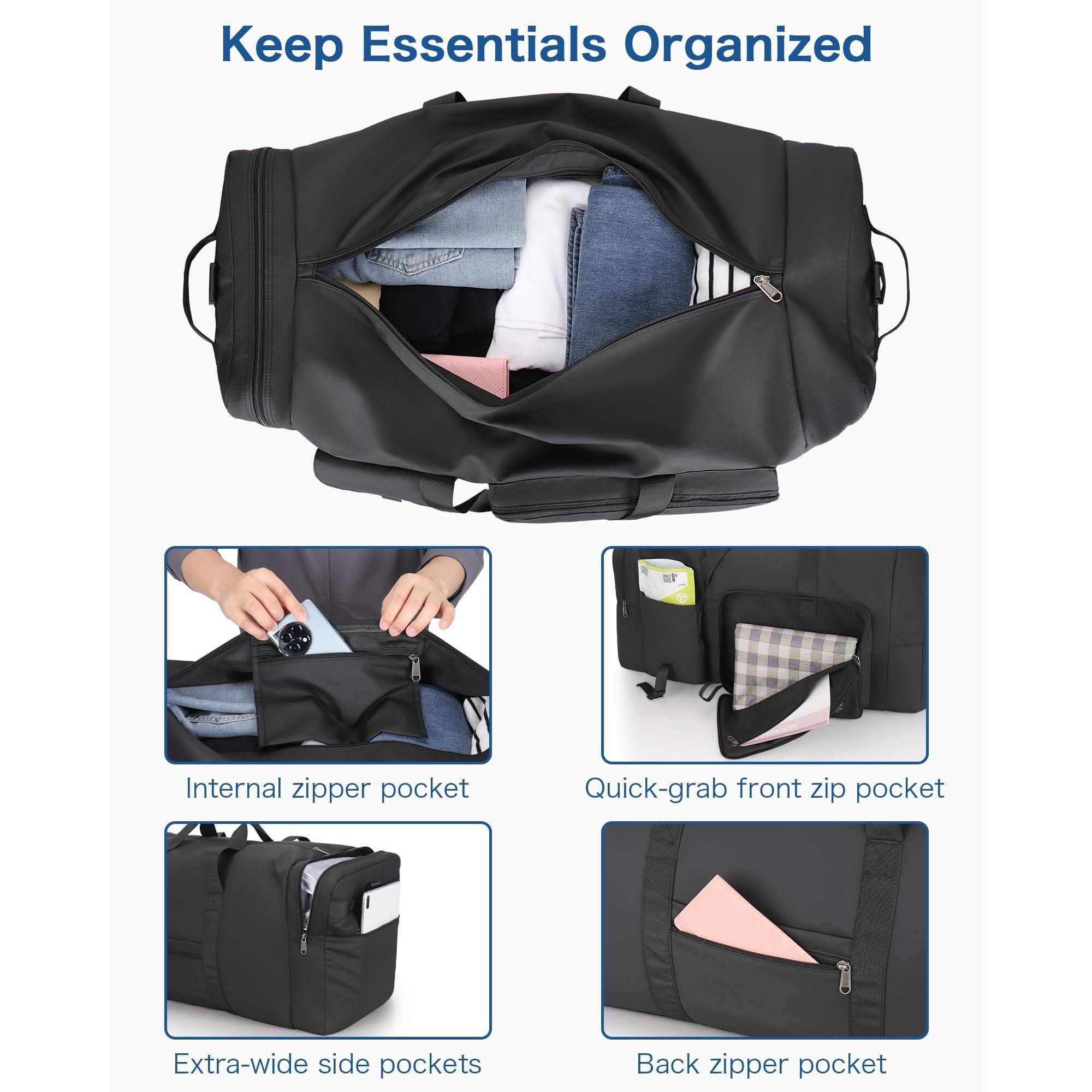 Keep Essentials Organized

- Internal zipper pocket
- Quick-grab front zip pocket
- Extra-wide side pockets
- Back zipper pocket