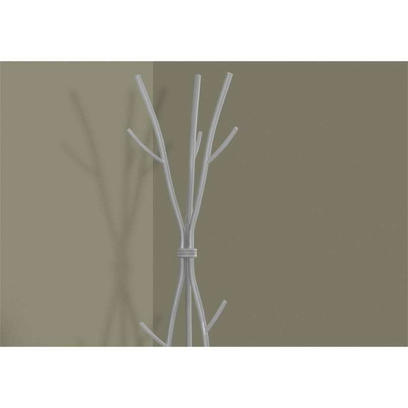 Back. ALEXOUN - Metal Branch Design Coat Rack, Hall Tree, Free Standing with 11 Hooks, Ideal for Entryway and Bedroom, 74" Height, - Silver.