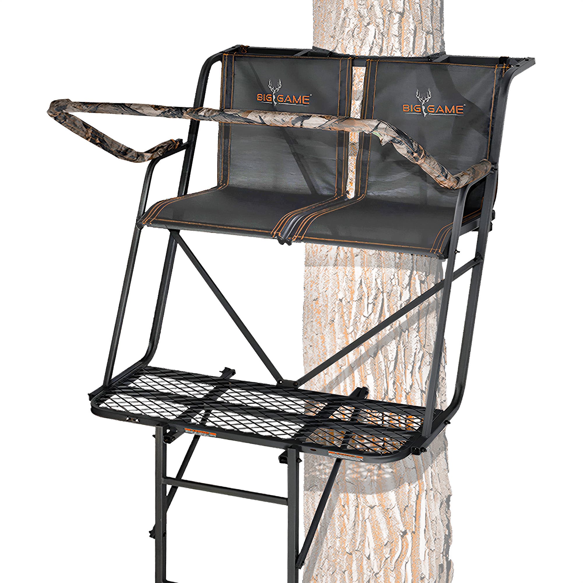Big Game Treestands - Big Game The Big Buddy Deer Hunting Ladder Climbing Tree Stand w/Flex-Tek Seat - Camo/Black