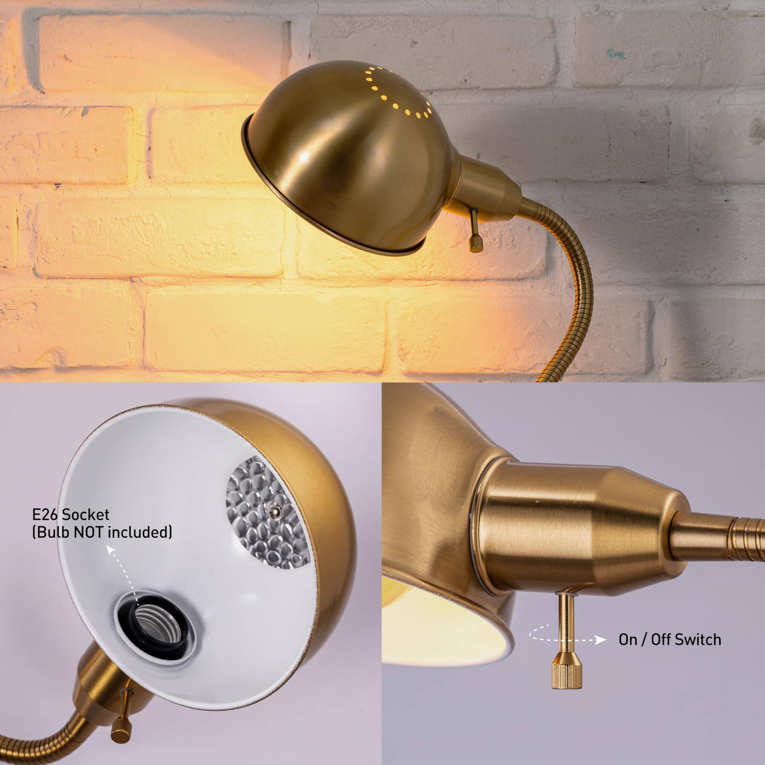 E26 Socket (Bulb NOT included)  
On / Off Switch