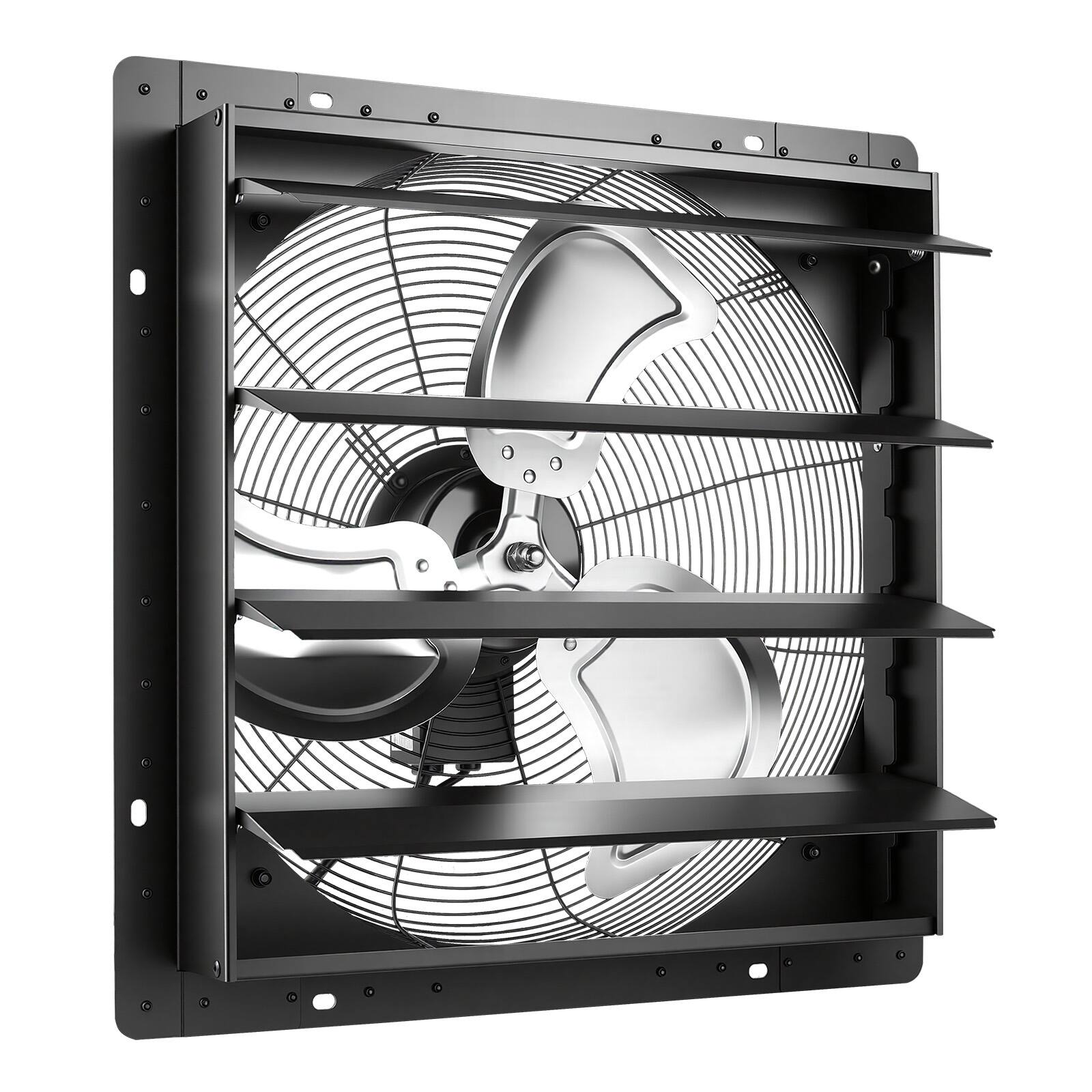 Alt View 5. VEVOR - 20 in Shutter Exhaust Fan Wall-Mount Automatic Louvers Variable Speed, Sturdy Steel Housing, Low Noise, AC Motor - Black.