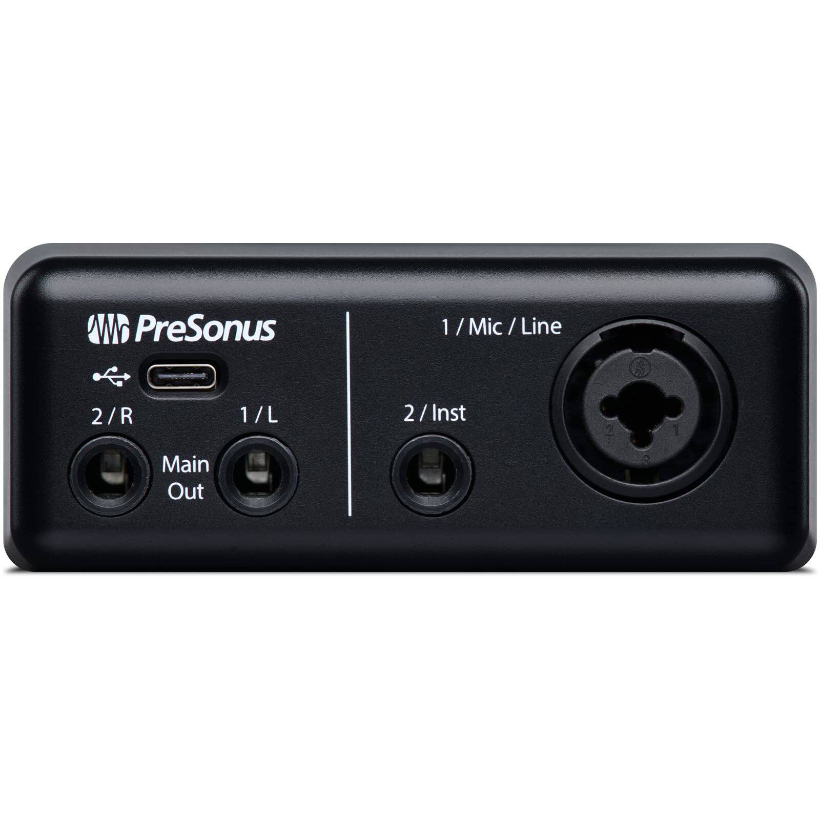 PreSonus  
1 / Mic / Line  
2 / Inst  
1 / L  
2 / R  
Main Out