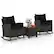 Angle. Costway - 3 PCS Patio Wicker Rocking Set with Tempered Glass Table & Soft Cushions Outdoor - Black.