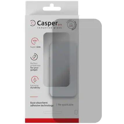 Casper Pro
Tempered Glass
Casper Technology
Super slim
Perfect protection for your gadget
Extreme durability
Dust absorbent adhesive technology
Re-applicable