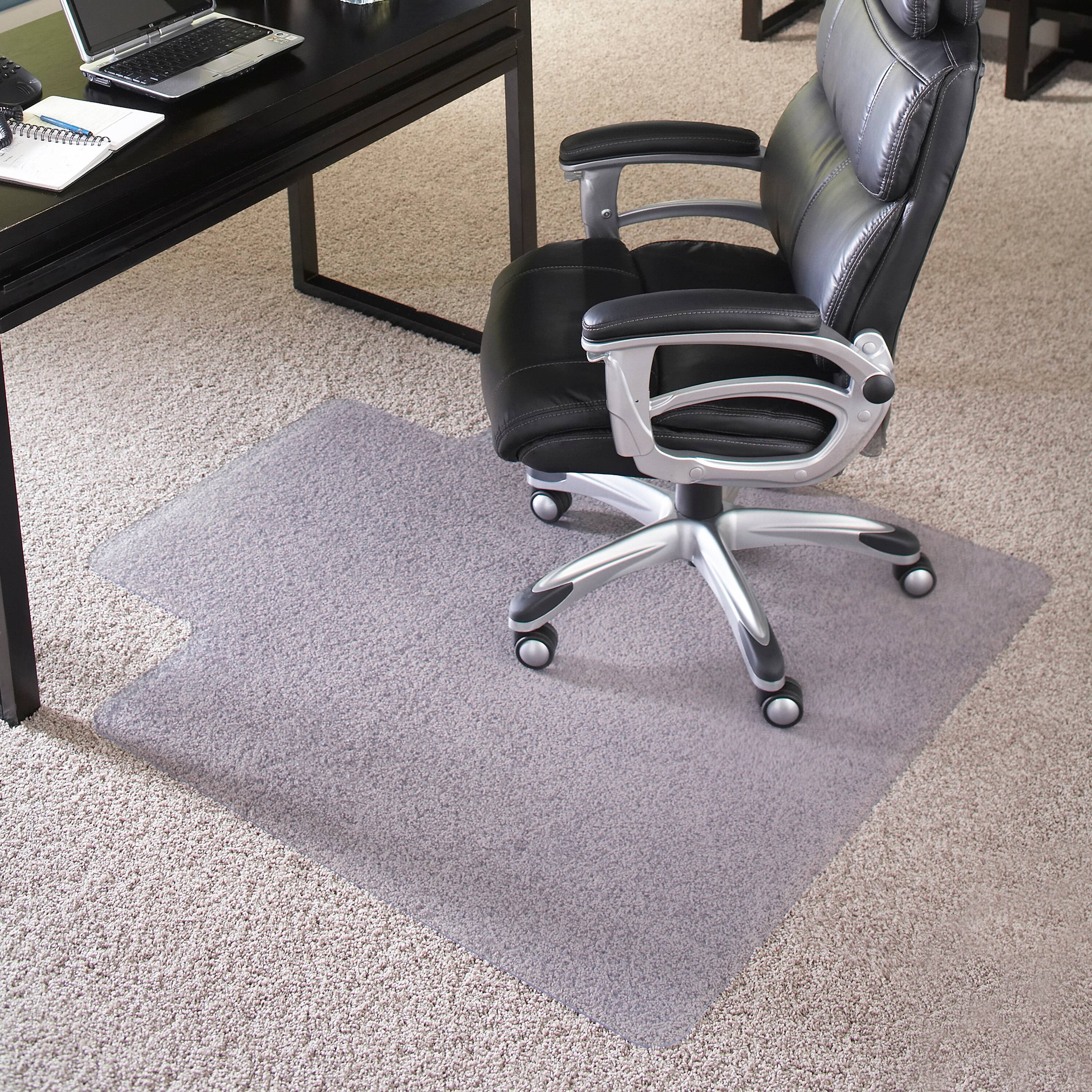 Alt View 1. Emma + Oliver - 36'' x 48'' Big & Tall 400 lb. Capacity Carpet Chair Mat with Lip - Clear.