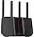 The image shows a black and grey ASUS router with four antennas.