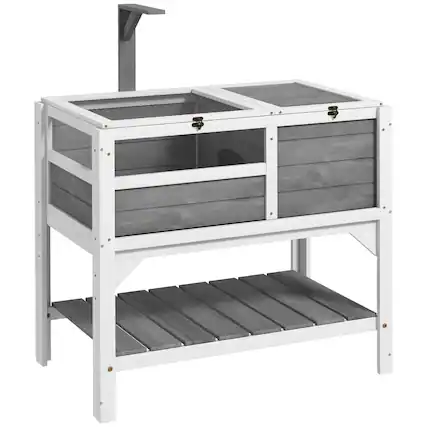 Front. Pawhut - Tortoise Habitat with Shelf Storage, Weather Protection, Gift Accessory, Reptile Enclosure, Tray, Light Support Frame.