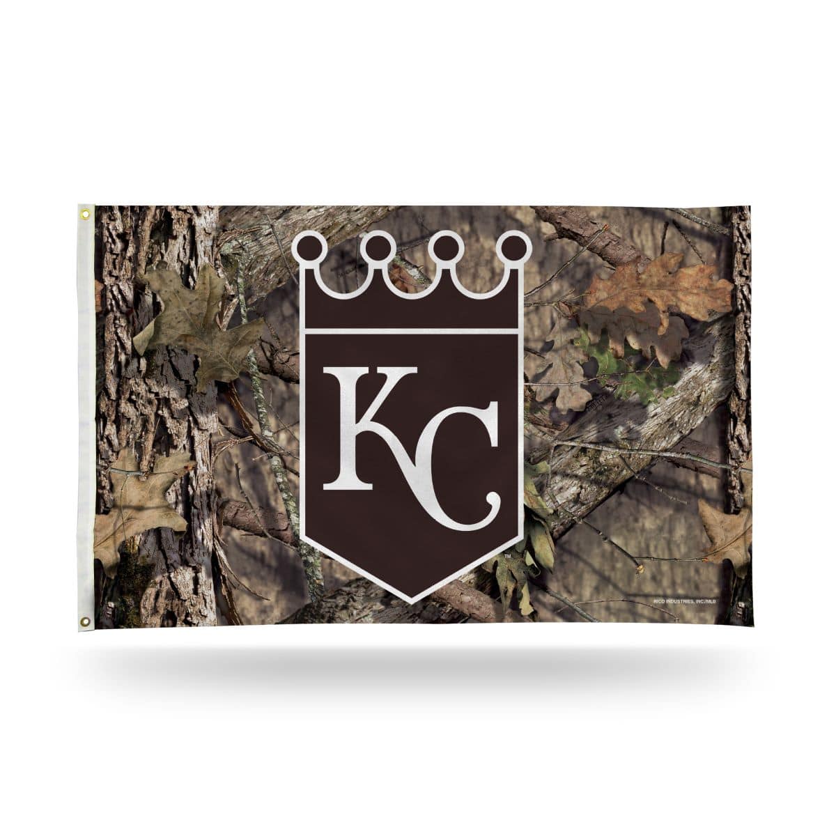 Rico Industries - Kansas City Royals Baseball - Mossy Oak - Camo Design 3x5 Indoor or Outdoor House Banner Flag - Multi