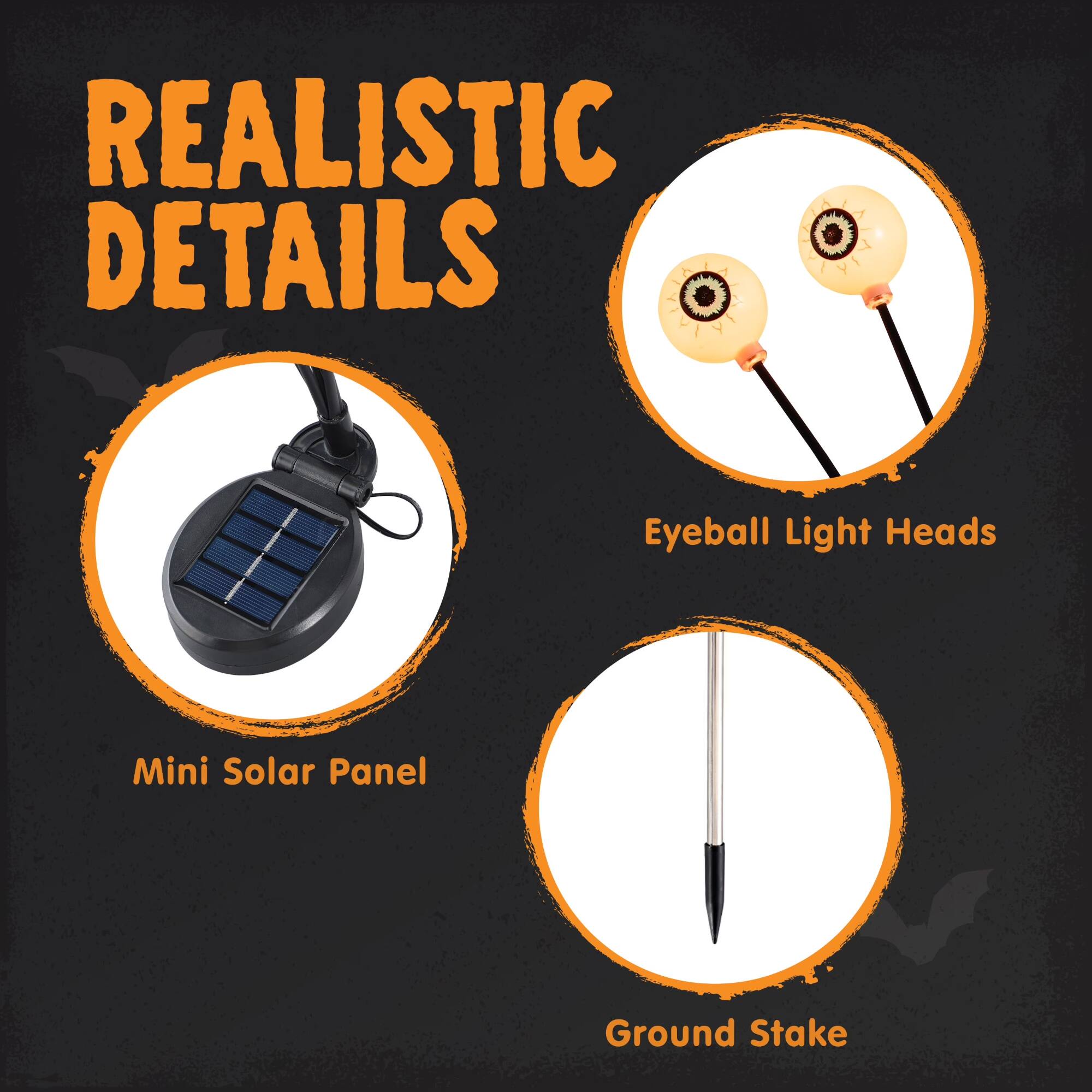 REALISTIC DETAILS

- Eyeball Light Heads
- Mini Solar Panel
- Ground Stake