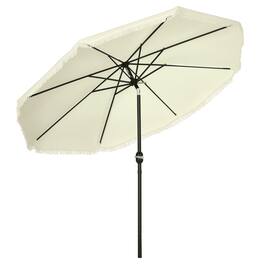 Outsunny - Patio Umbrella with Push Button Tilt and Crank Outdoor Double Top Market Umbrella - Cream White