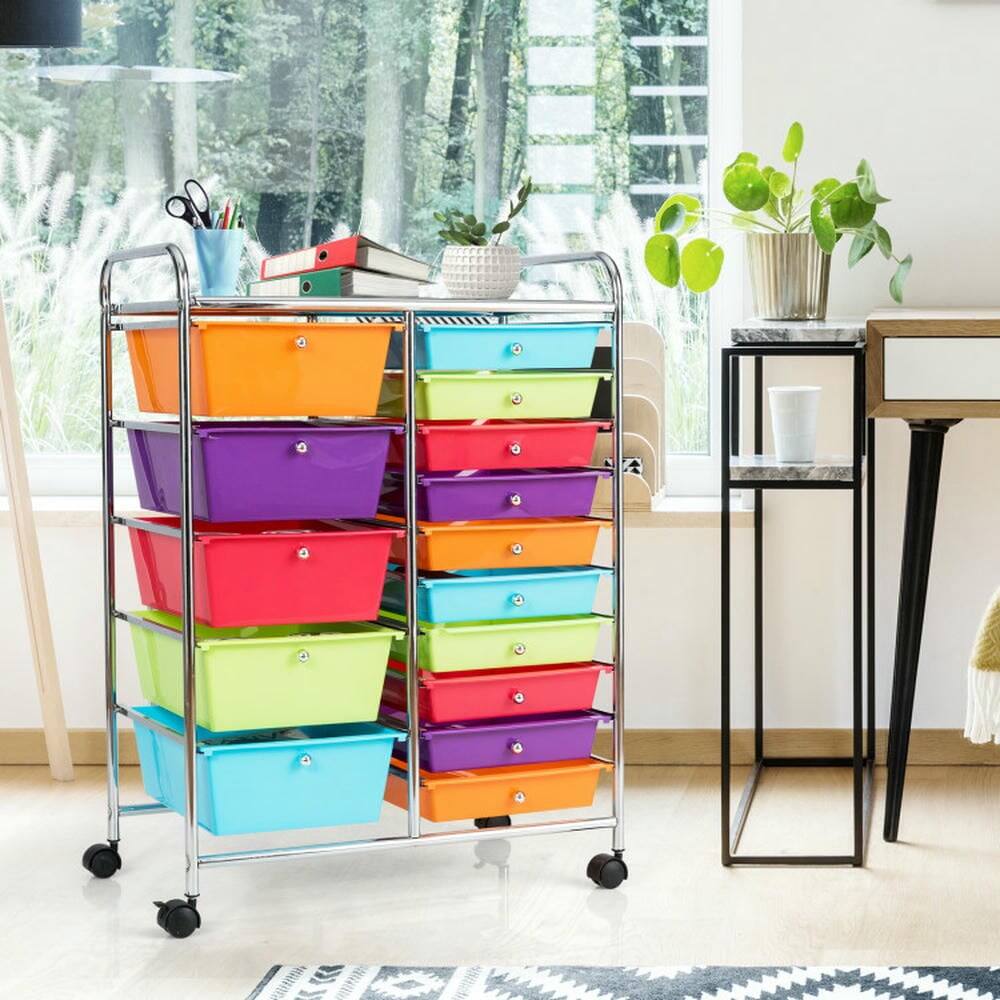 Alt View 4. Pefilos - 15-Drawer Utility Rolling Organizer Cart Multi-Use Storage-Multicolor, Craft Organizers and Storage, Multipurpose - Orange.