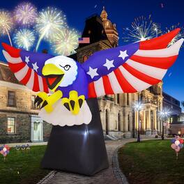 GOOSH Inflatables - GOOSH 6FT Patriotic Independence Day American Flying Bald Eagle Inflatable with LED Lights - White