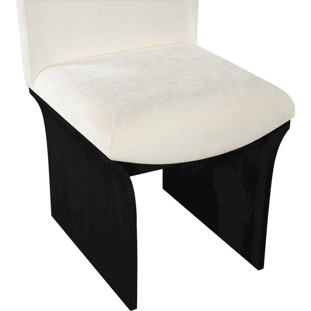 Alt View 3. Meridian Furniture - Shaw Cream Chenille Fabric Upholstered Dining Chair - Black.