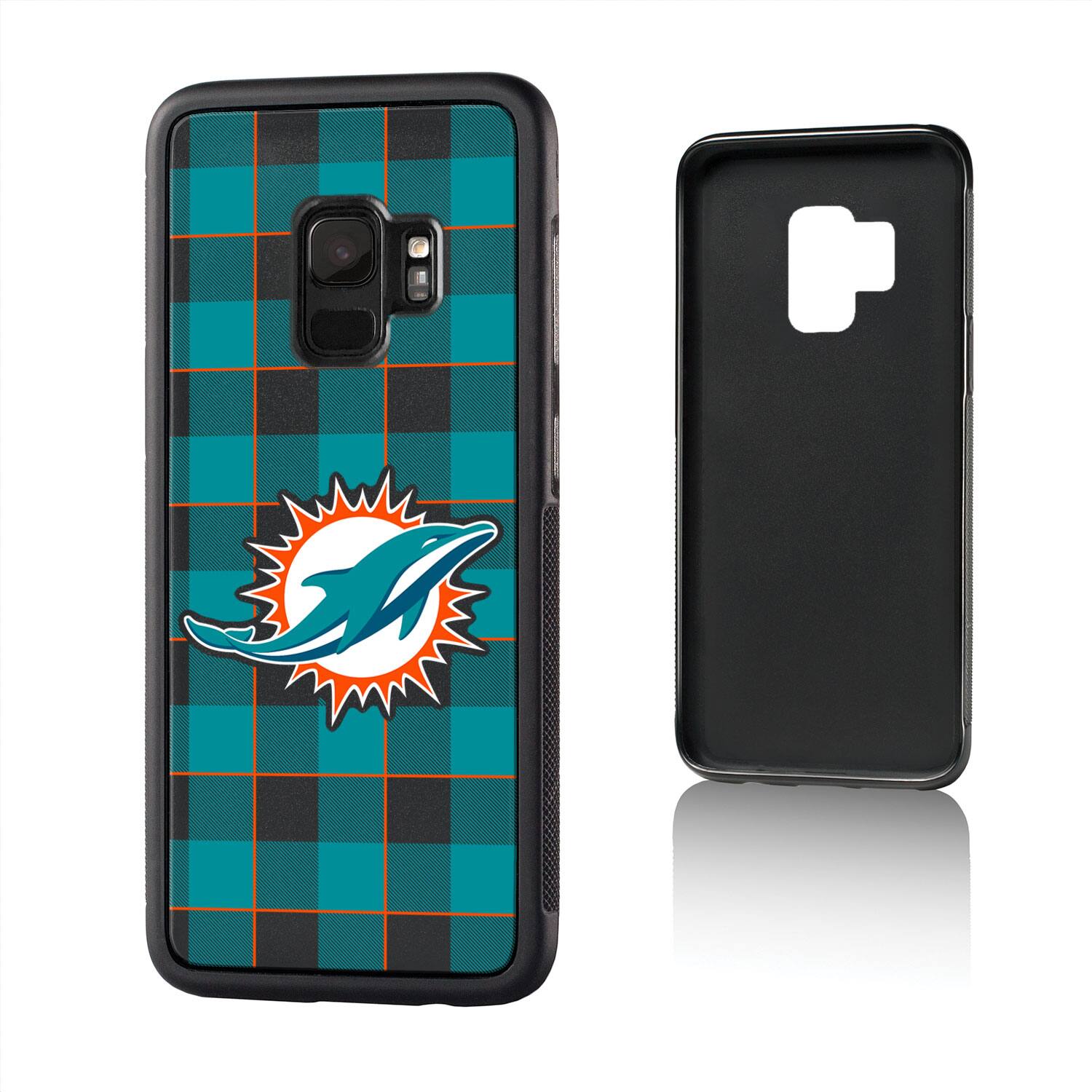 Alt View 1. Keyscaper - Miami Dolphins Galaxy Plaid Design Bump Case - S20 Plus - Multicolor.
