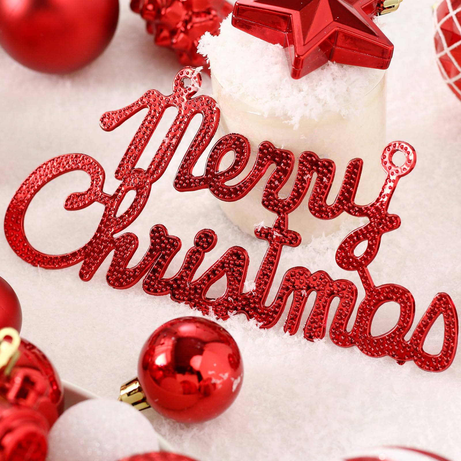 Alt View 2. Acekool - 65 PCS Christmas Ball Ornaments Shatterproof Christmas Tree Hanging Ball Ornaments for Xmas Trees Red White - Red White.