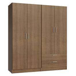 Madesa - 4 Doors 2 Drawers Wardrobe Set with Shelves and Hanging Space 63"L - Rustic - Brown