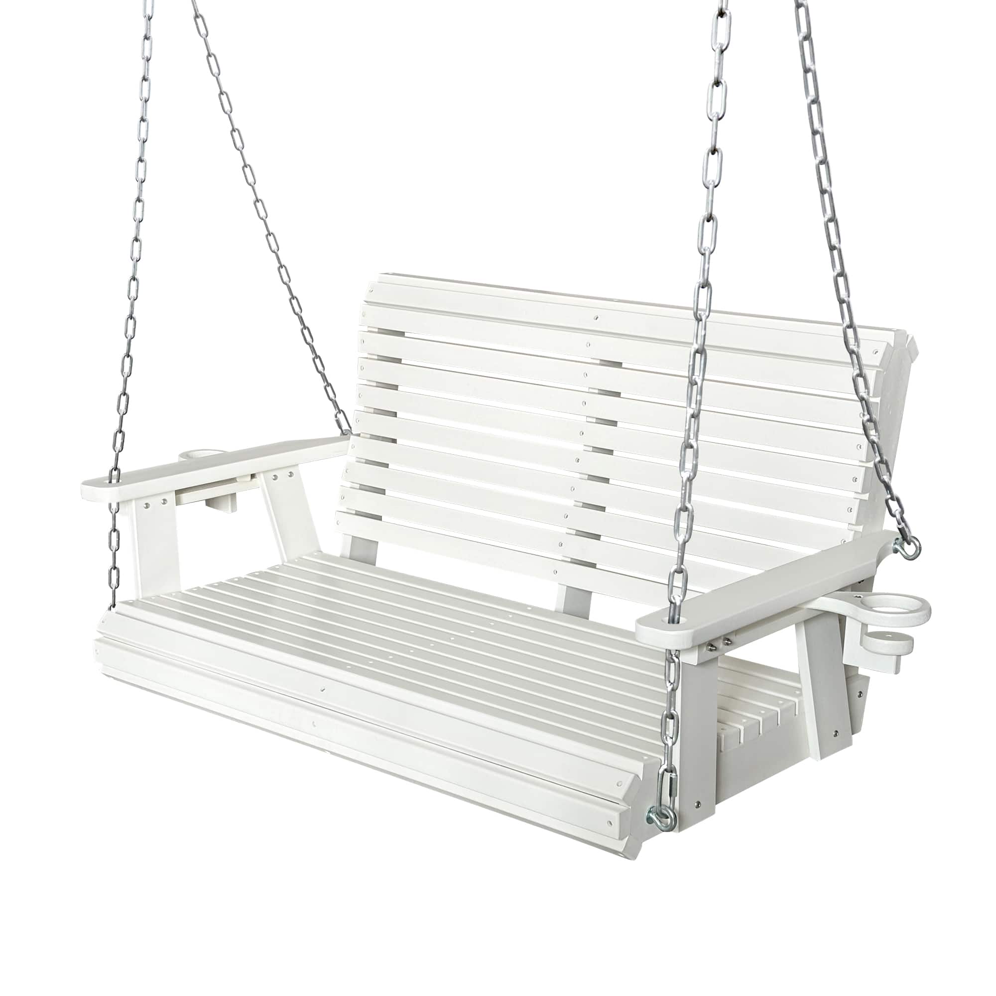 Fortune Candy - HDPE Porch Swing with Ergonomic Design, Ultra Weather-Resistant, Heavy Duty 1200 LBS, for Outdoor Patio Garden Yard - White